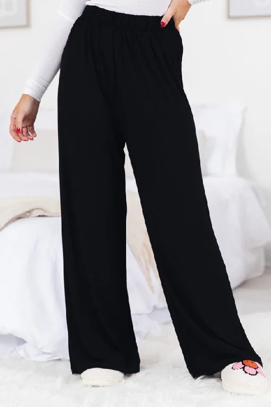 What You Have Black Flowy Lounge Pants FINAL SALE Relaxed Fit Trousers