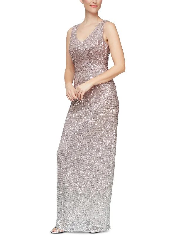 Womens Sequined Polyester Evening Dress Tunics Chic fashionable
