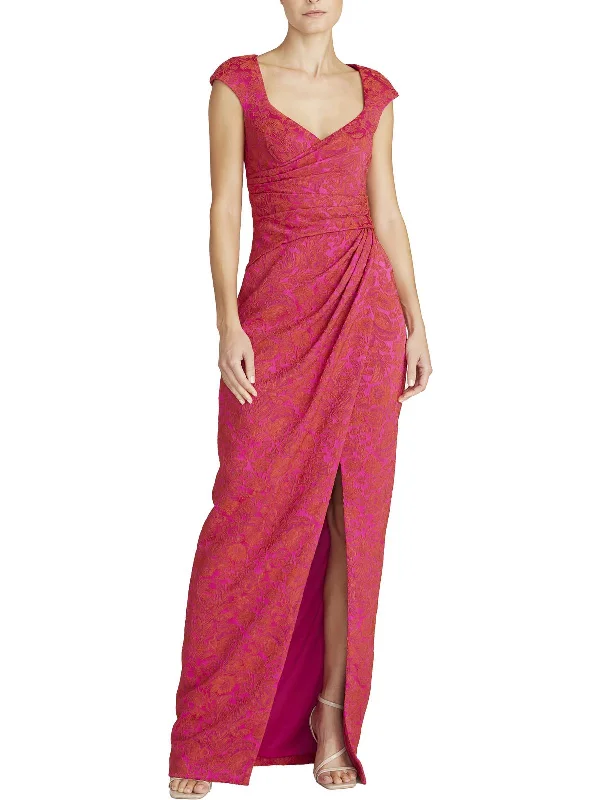 Womens Cap Sleeve Maxi Evening Dress Off-the-shoulder Chic Trendy