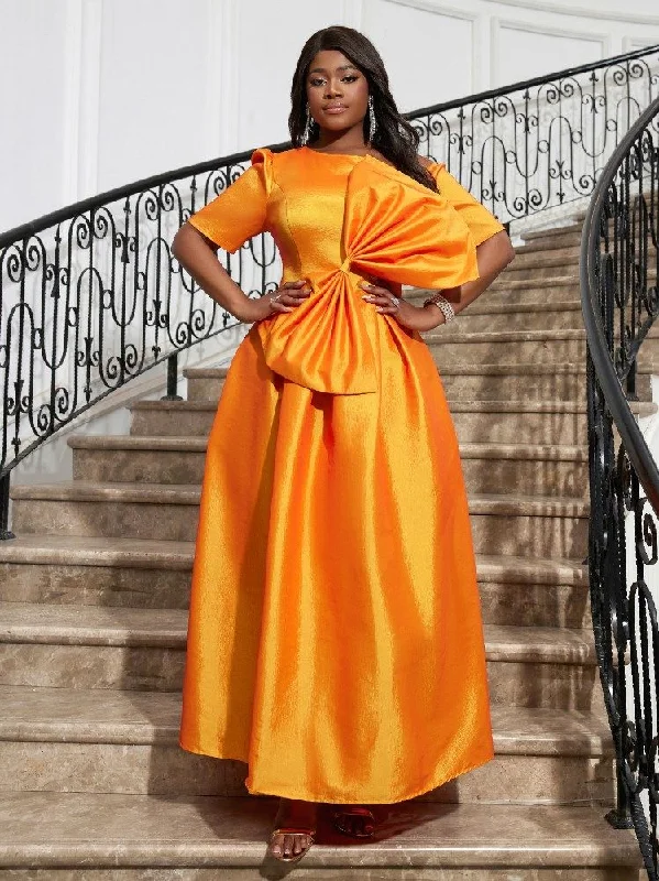 AOMEIDRESS Shiny One Shoulder A-Line Party Dress Maxi Plus Size Gowns Tunics Running lightweight