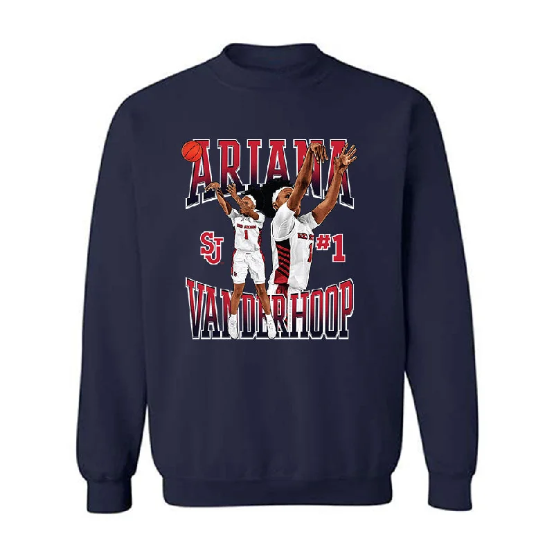 St. Johns - NCAA Women's Basketball : Ariana Vanderhoop - Player Collage Crewneck Sweatshirt Hoodie with Rhinestones Sparkly Elegant