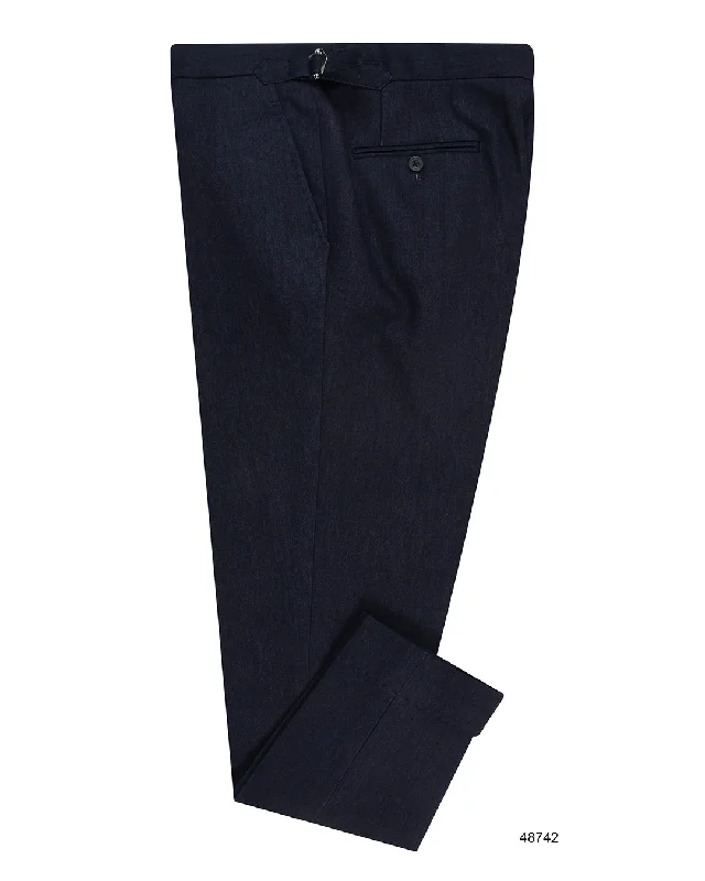 Dark Navy Stretchable Dress Pant High-Waist Trousers