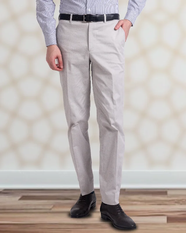 Oyster Grey Twill Dress Pant Formal Stretch Pants