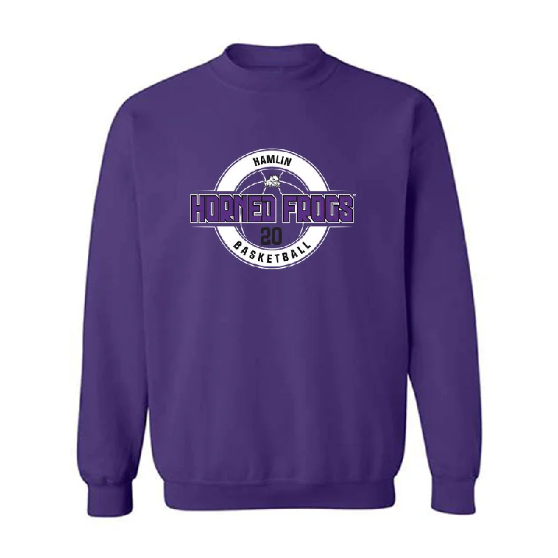 TCU - NCAA Women's Basketball : Ella Hamlin - Classic Fashion Shersey Crewneck Sweatshirt Hoodie with Hem Detail Decorative Unique TCU - NCAA Women's Basketball : Ella Hamlin - Classic Fashion Shersey Crewneck Sweatshirt Hoodie with Hem Detail Decorative Unique
