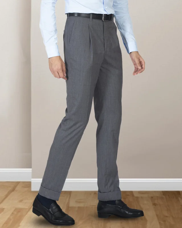 Washable Wool Pants: Plain Mid Grey Cozy Jogger Leggings
