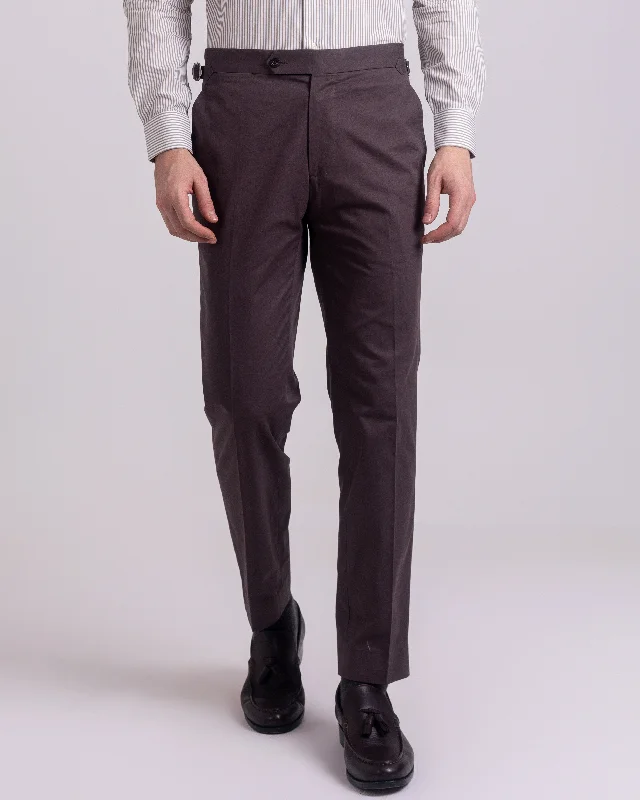 Choco Brown Plain Dress Pant Fashionable Tapered Leg Pants
