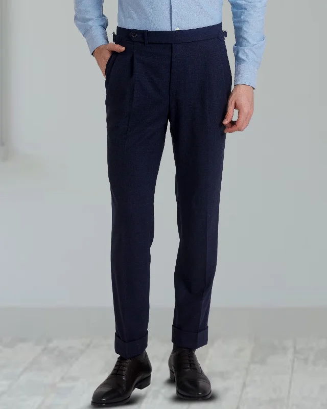 Pleated Vitale Barberis Canonico - 4 Ply Tropical Wool: Dark Indigo Dress Pant Fashionable Sporty Pants