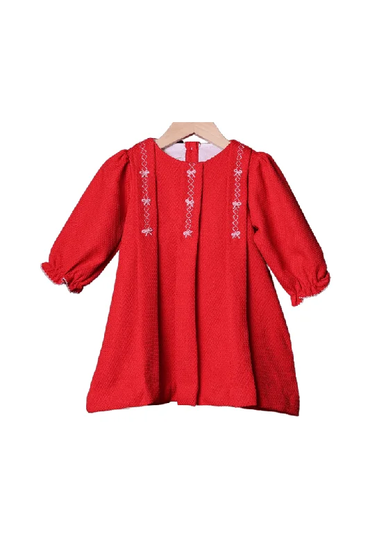Smocked Red and Pink Honeycomb Bow Dress Tunics Running lightweight