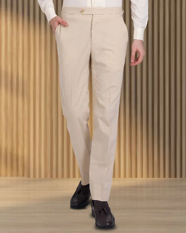Light Khaki Cotton Dress Pant Casual Drawstring Pants