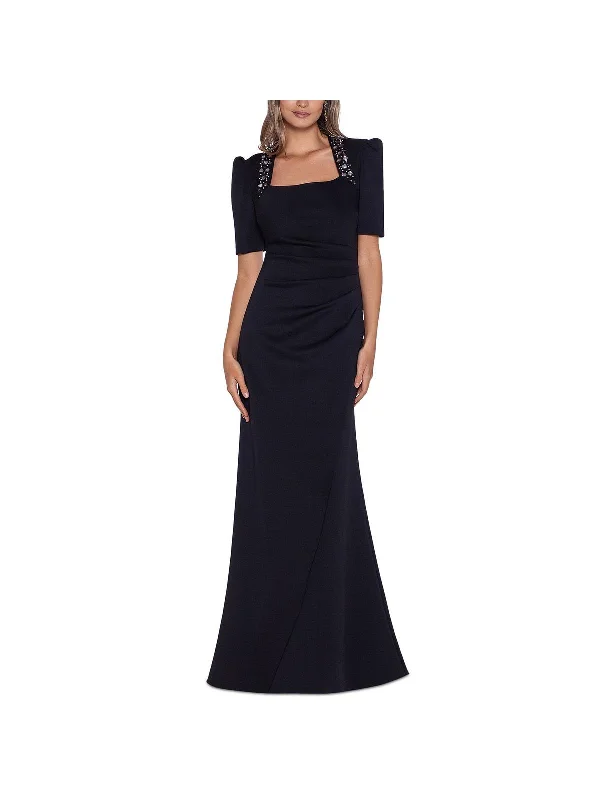 Womens Embellished Satin Evening Dress Tunic Top Casual