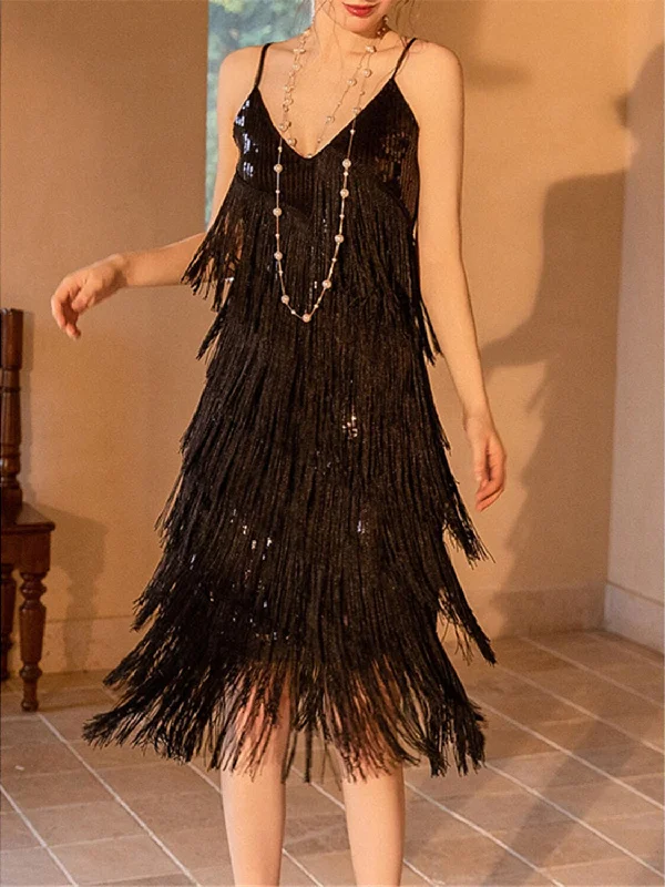 1920s Sheath/Column Spaghetti Straps Vintage Costume Party Dresses With Sequins Tunics New arrival