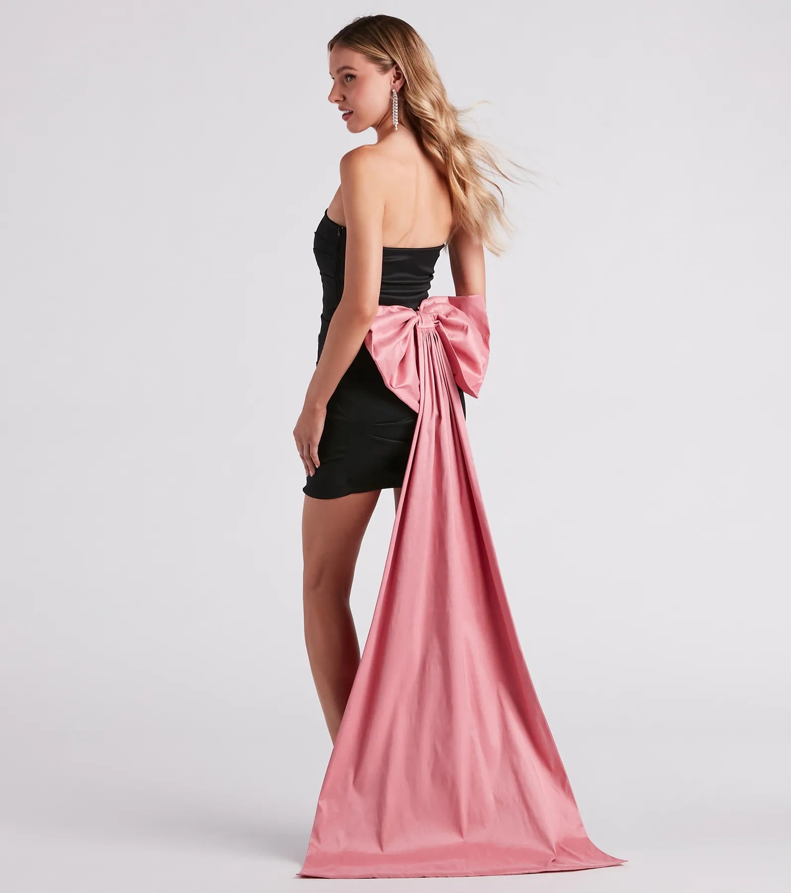 Franny Taffeta Bow Mini Party Dress Tunics Lace romantic