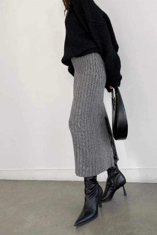 SWEATER MIDI SKIRT Layered Multi-layer Single Layer