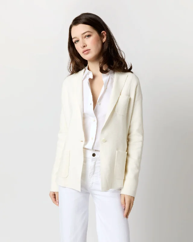 Schoolboy Jacket in Ivory Cotton/Silk Fleece Jacket Down Jacket Feather Jacket