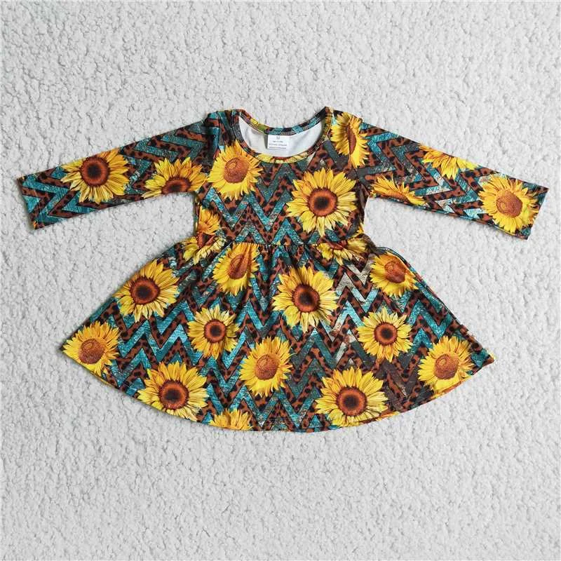 6 B3-22 sunflower long sleeve skirt silk skirt luxurious