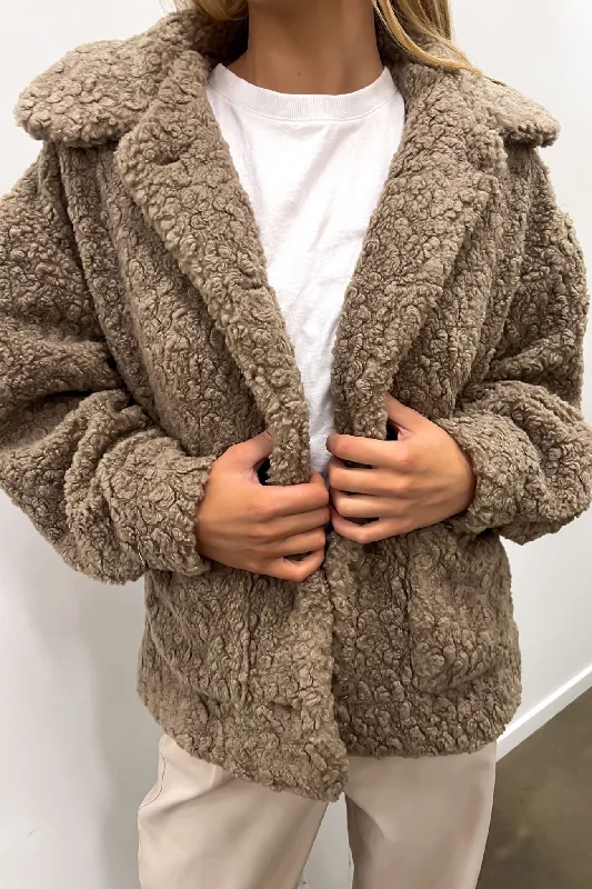 Andrew Teddy Jacket Mocha V-Neck Jacket Boat Neck Jacket Square Neck Jacket