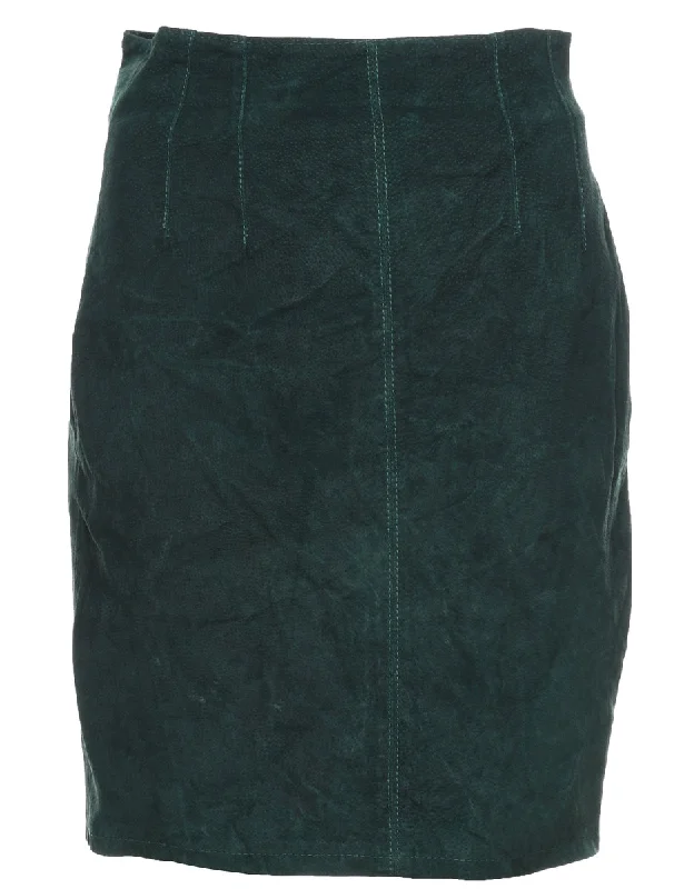 Dark Green Suede Skirt - S a-line skirt cut