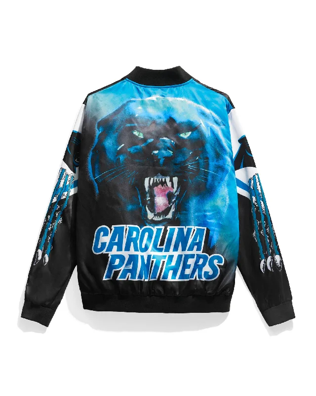 Carolina Panthers Fanimation Satin Jacket Front Pockets Side Pockets Patch Pockets