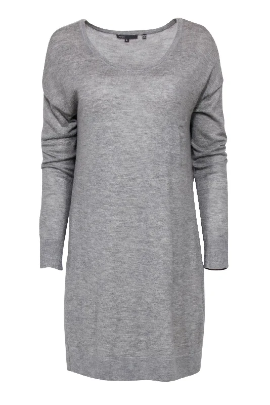 Vince - Grey Cashmere Sweater Dress Sz M Handmade Hand-knitted Hand-woven