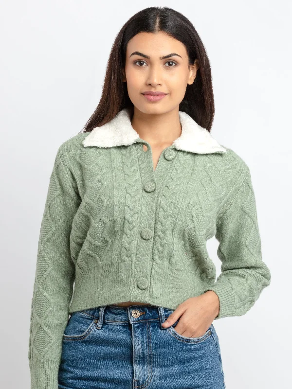 Womens Cable Knit Front Open Sweater Anti-Pilling Anti-Shrink Durable