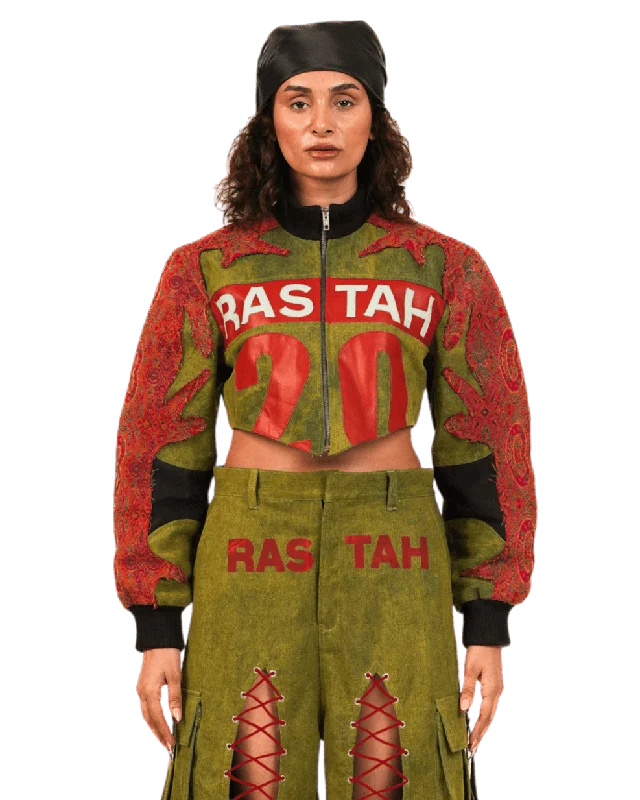 "MADE IN PAK" CROPPED JACKET Print Jacket Jacquard Jacket Embroidered Jacket