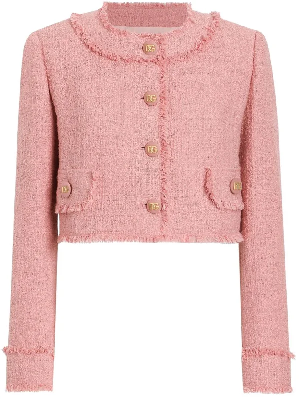 Dolce & Gabbana Women's Jackets Powder Denim Fabric Leather Fabric Suede Fabric