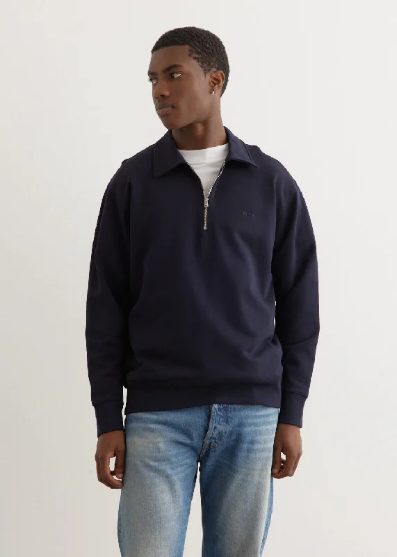 Ketel Relaxed Organic NORSE Logo Half Zip Sweater Ribbed Striped Patterned
