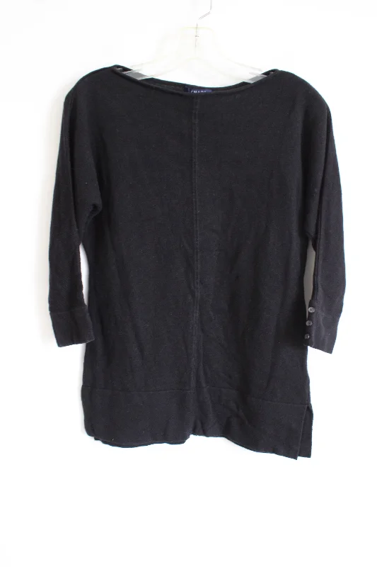 Chaps Black Long Sleeved Sweater Top | S Fitted Loose Oversized