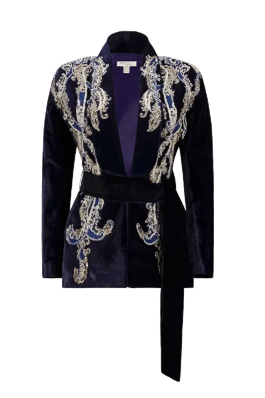 MANAL MIDNIGHT BLUE VELVET SMOKING JACKET Plaid Jacket Tartan Jacket Houndstooth Jacket