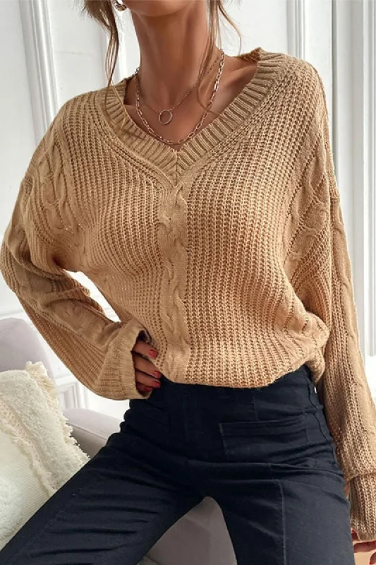 CABLE KNIT LOOSE FIT CASUAL SWEATER Handmade Hand-knitted Hand-woven