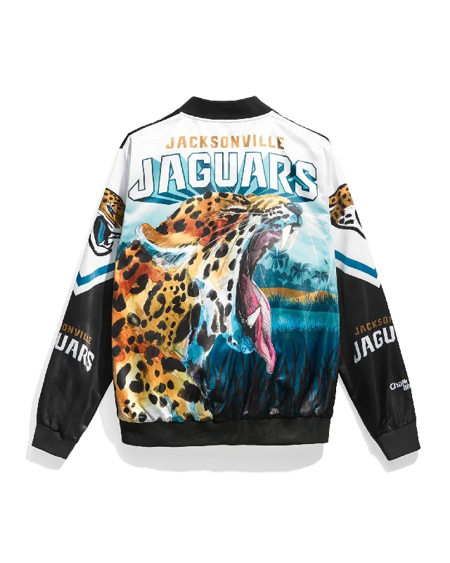 Jacksonville Jaguars Fanimation Satin Jacket A-Line Jacket Boat Neck Shawl Collar