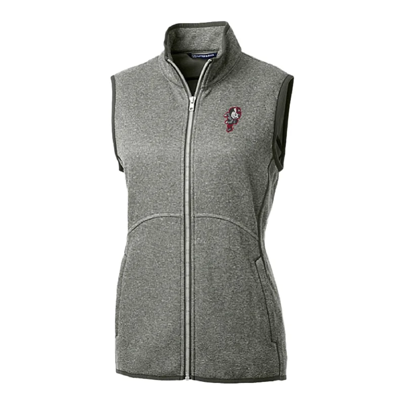 Ladies Ohio State Buckeyes Cutter & Buck Mainsail Sweater-Knit Gray Full Zip Vest Print Jacquard Patchwork