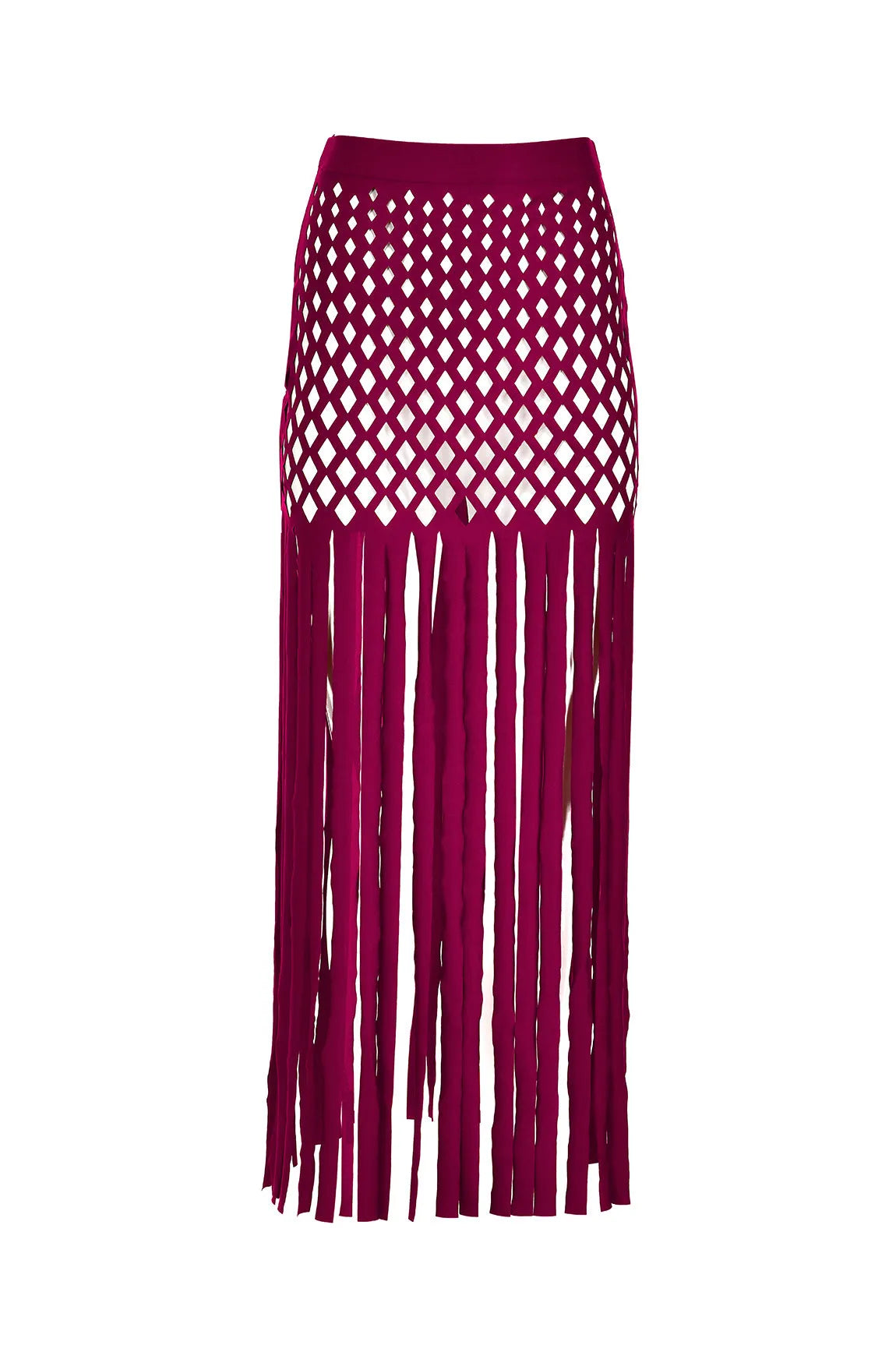 The Swimmer Diamond Skirt Wine leather skirt sleek
