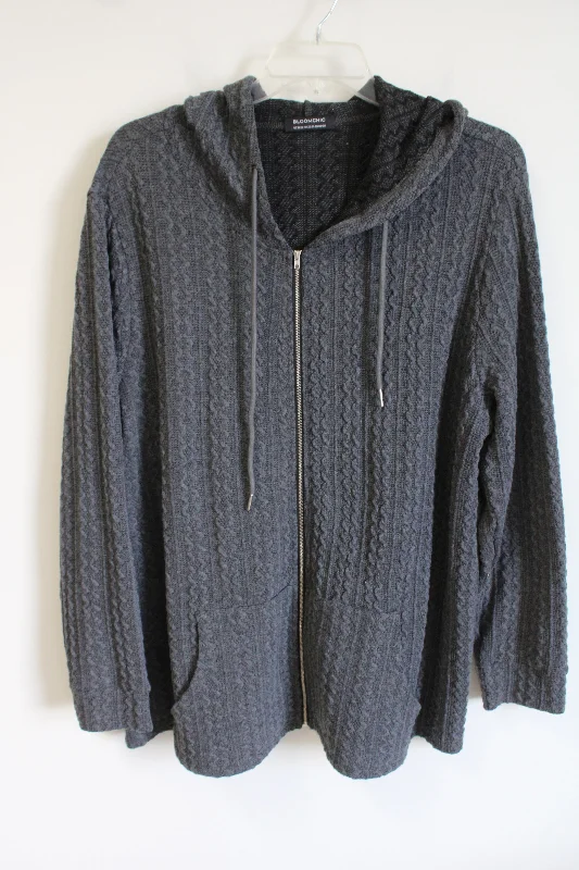 Bloomchic Full Zip Gray Sweater | XXL Wool Sweater Cotton Sweater Cashmere Sweater