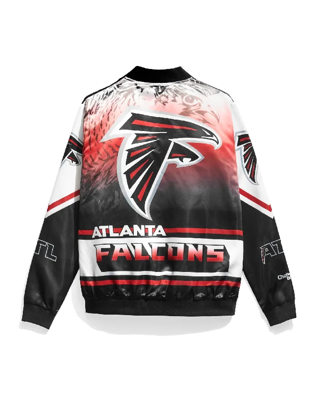 Atlanta Falcons Fanimation Satin Jacket Faux Fur Fabric Real Fur Fabric Shearling Fabric