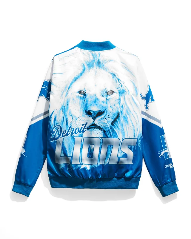 Detroit Lions Fanimation Satin Jacket Snapped Jacket Toggled Jacket Drawstring Jacket