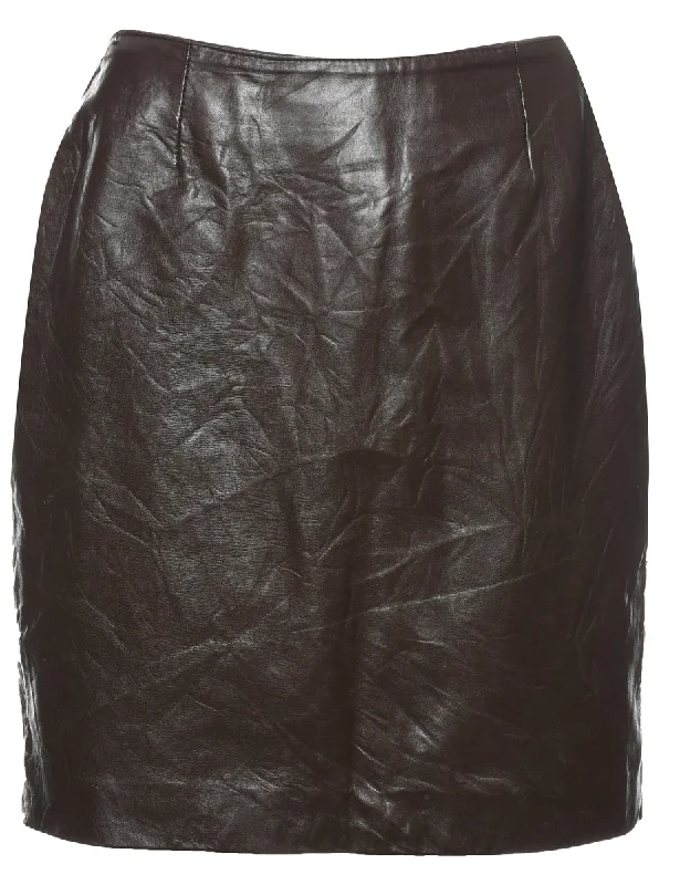 Dark Brown Leather Skirt - M corduroy skirt durable