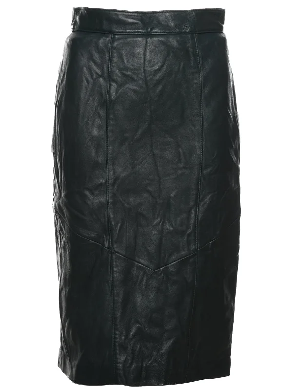 Dark Green Leather Skirt - S high waist skirt