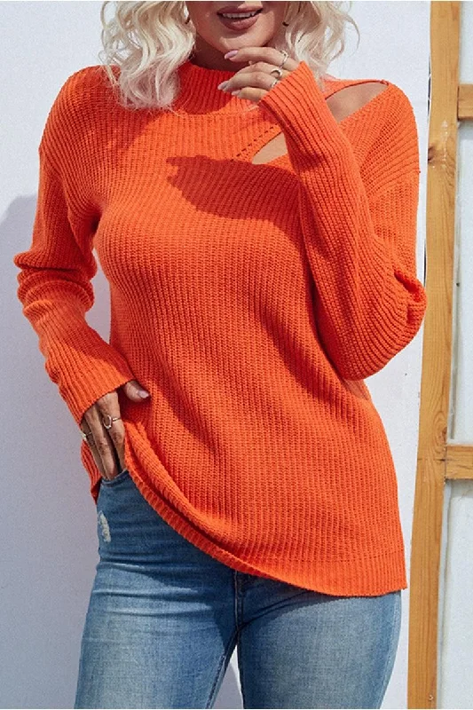 HOLLOW KNIT LOOSE FIT CASUAL SWEATER TOP Fitted Loose Oversized