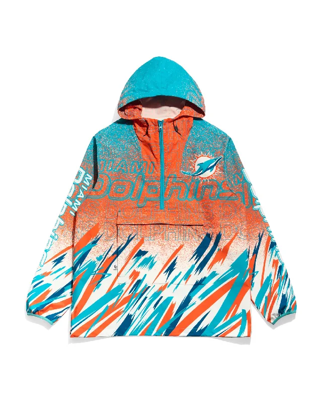 Miami Dolphins Sketch Anorak Jacket Oversized Jacket Tailored Jacket Straight Jacket