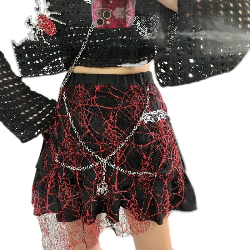 spider web chain skirt  KF83798 silk skirt elegant