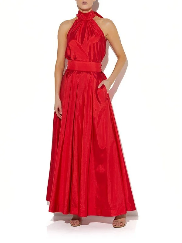 Lux Red Taffeta Skirt ruffled skirt detail