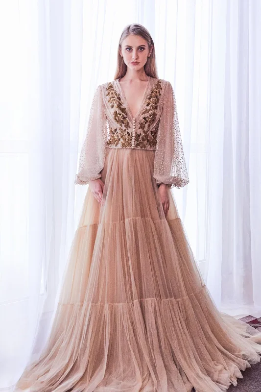 Puff sleeves beaded top with tulle skirt corduroy skirt durable