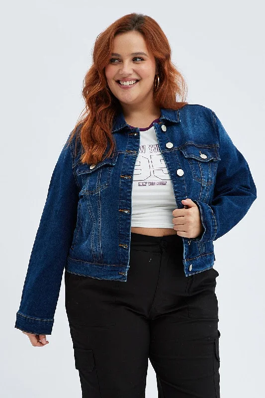 Blue Denim Jacket Cropped Dark Wash Faux Fur Jacket Real Fur Jacket Shearling Jacket