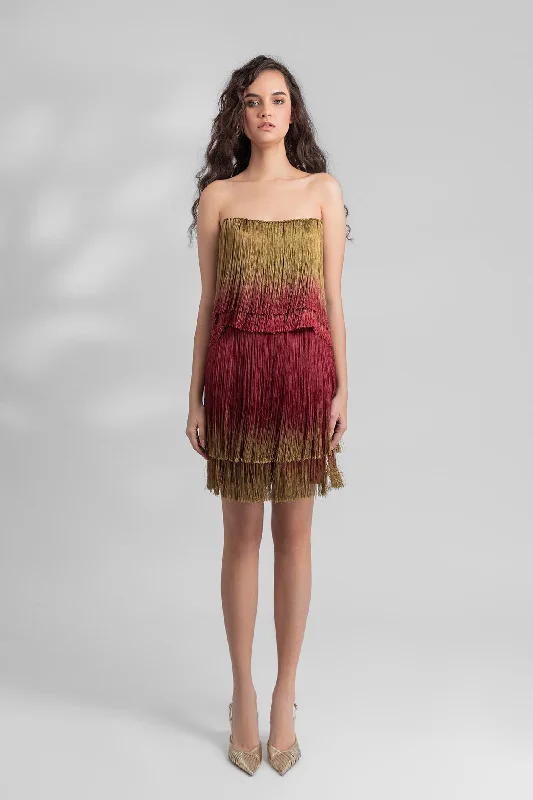 Tassel top with short skirt leather skirt durable