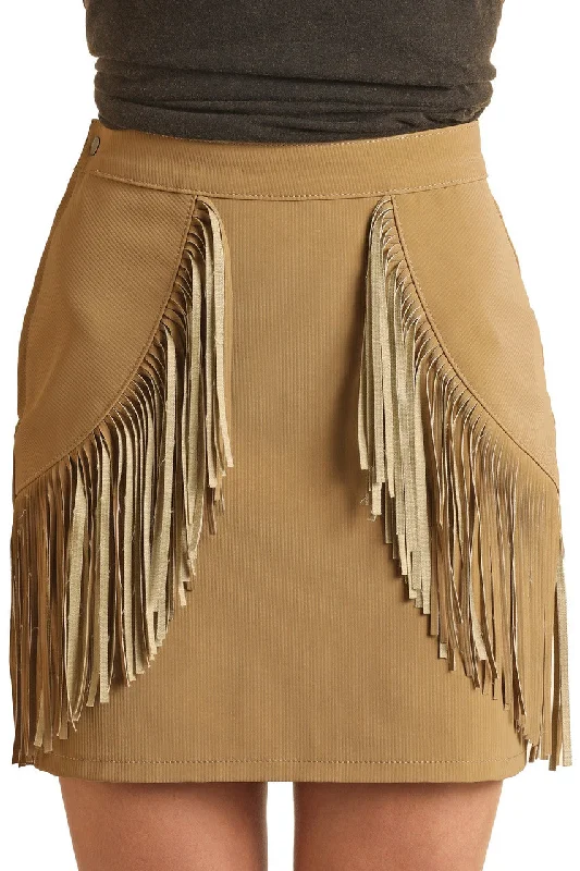 Rock & Roll Fringe Mini Skirt BW69D02946 JJ denim skirt trendy