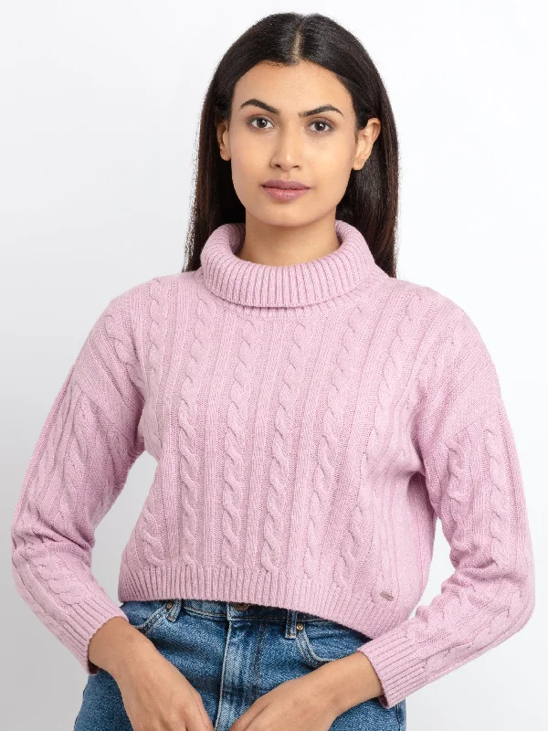 Womens Cable Knit Turtle Neck Sweater Casual Formal Business