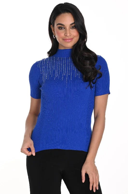 Frank Lyman #243487U royal knit sweater Turtle Neck Boat Neck Asymmetrical Neck