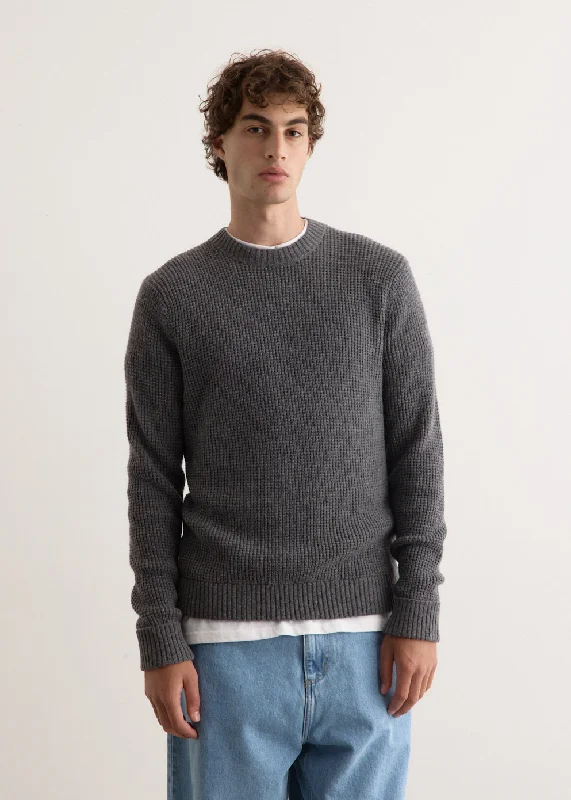 Recycled Wool Blend Sweater Turtle Neck Boat Neck Asymmetrical Neck