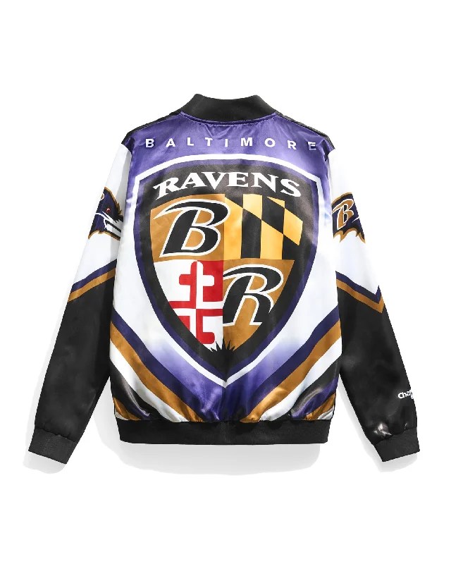Baltimore Ravens Fanimation Satin Jacket Notch Collar Jacket Peter Pan Collar Jacket Cowl Neck Jacket